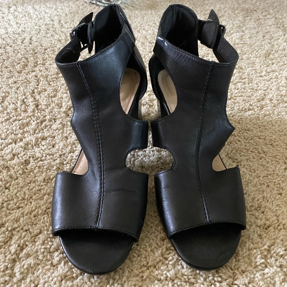 Clarks Leather Block Heel Sandal